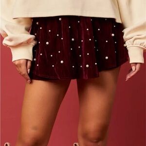 NWT Velvet Pearl-Embellished Skort size large